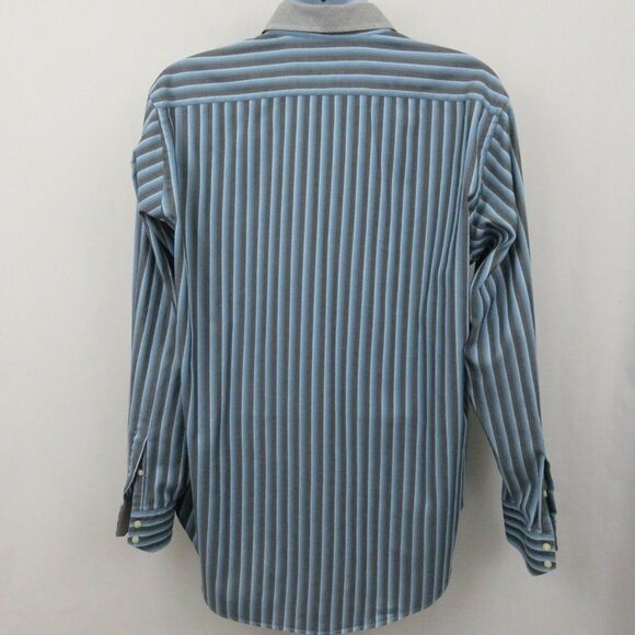 Thomas Dean Stripe Shirt Flip Cuff XL Blue Black - Picture 2 of 7